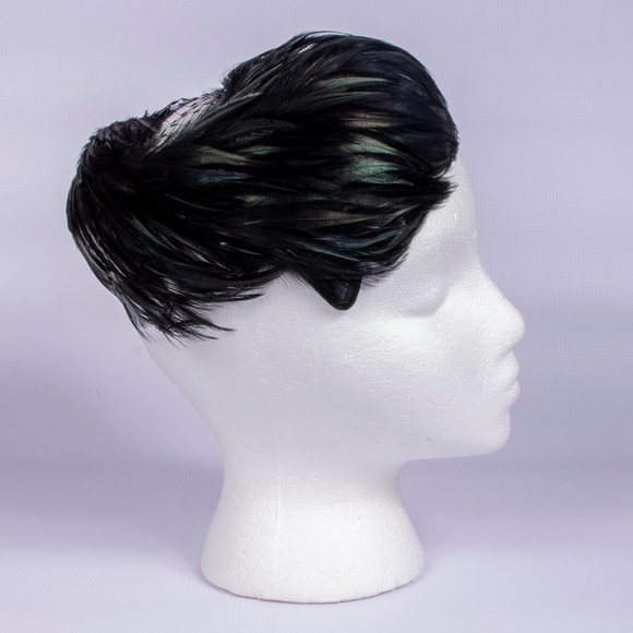 Milbrae Vintage Black Feather & Net Hat - Picture 5 of 8